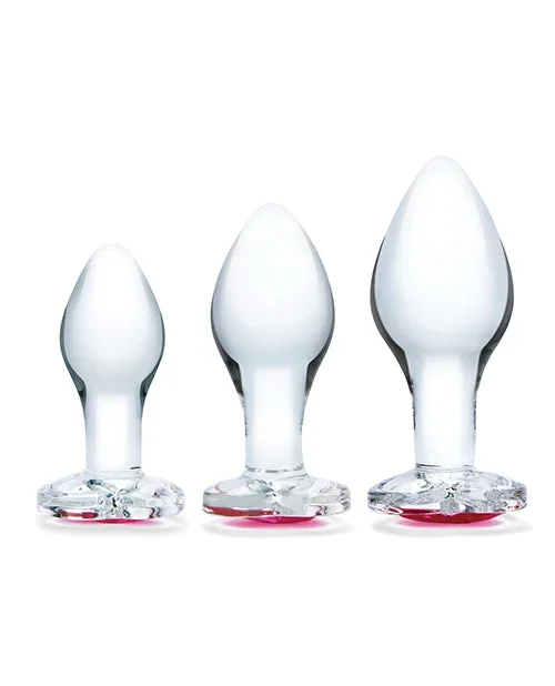 3PC Heart Jewel Glass Anal Training Kit