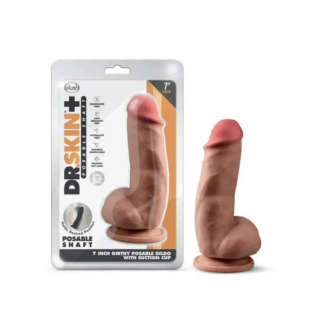 7″ Girthy Posable Dildo with Suction by Dr. Skin – Mocha