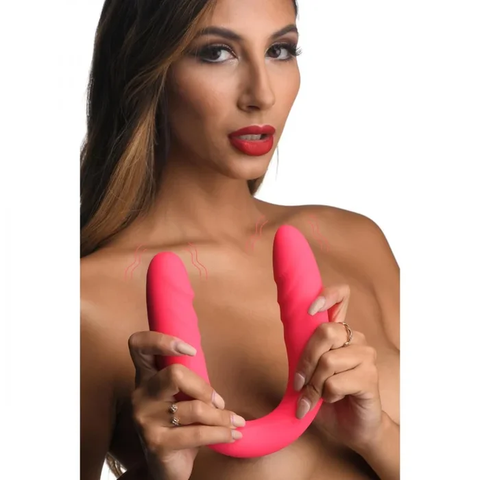 7X Double Down Silicone Double Dildo w- Remote