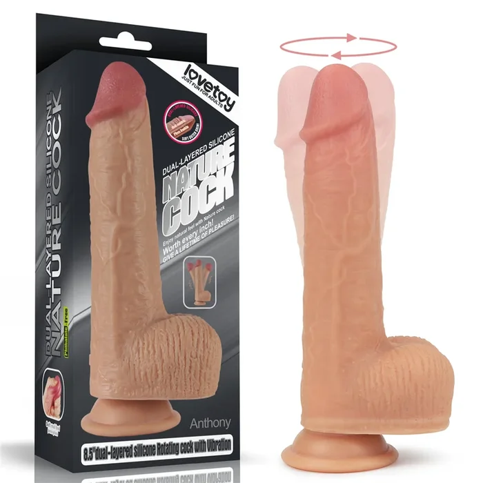 8.5″ Dual layered Silicone Rotating Nature Cock