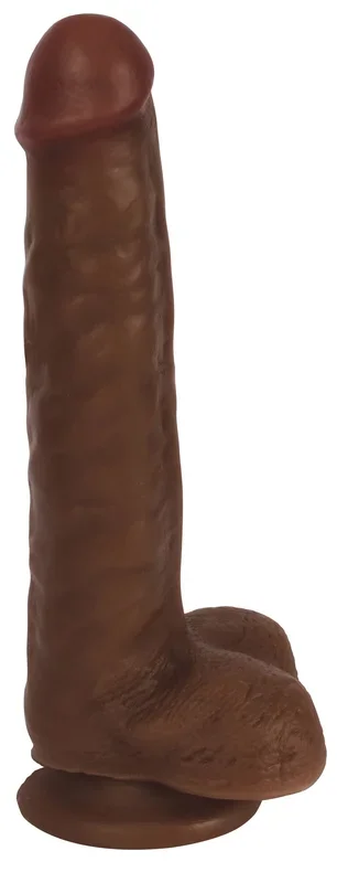 8 Inch Slim Dildo With Balls – Dark