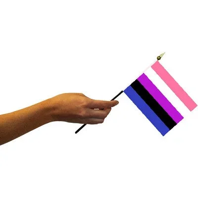 ”Genderfluid” Pride Stick Flag 4 x 6 in