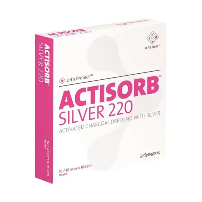Actisorb Silver 220 Activated Charcoal With Silver Dressing 10 x 10cm 1 Unit