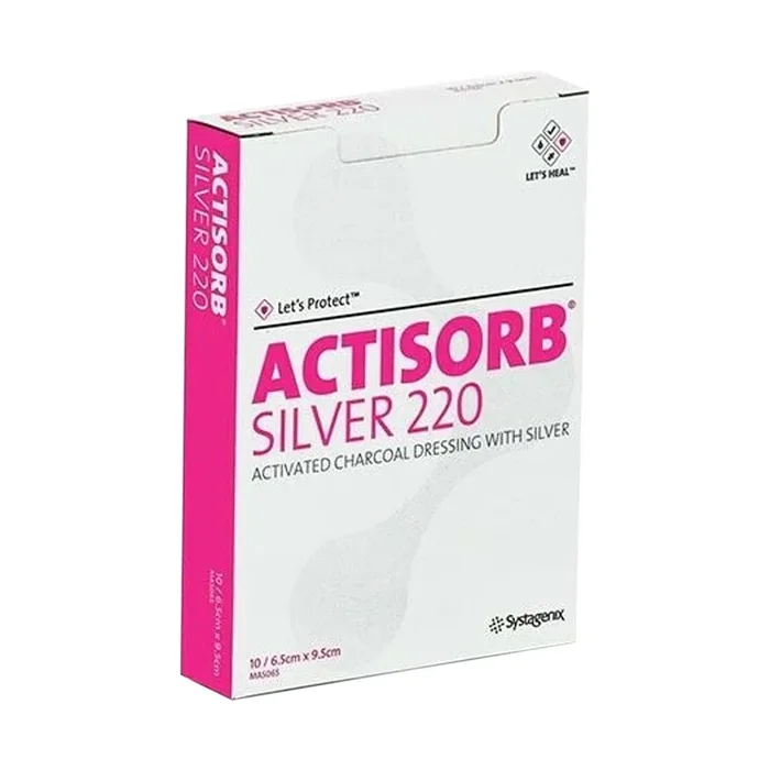 Actisorb Silver 220 Activated Charcoal With Silver Dressing 6.5 x 9.5cm 1 Unit