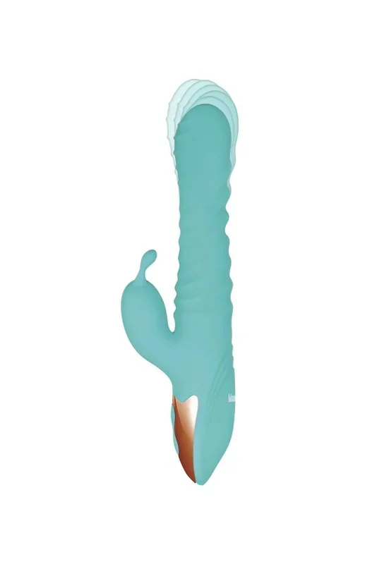 Adam & Eve – Heat Me Up Warming Rabbit Thrusting Vibrator – Turquoise