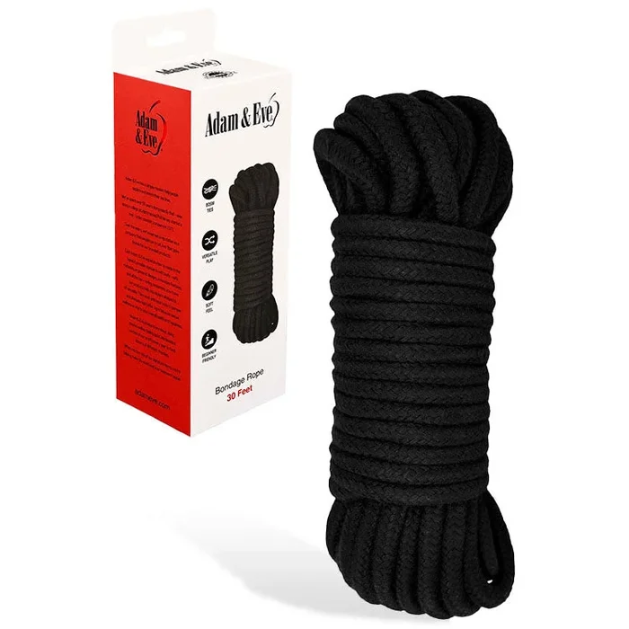 Adam & Eve BONDAGE ROPE – 9 metre (30 feet) – Black Bondage Rope – 9 metre Length
