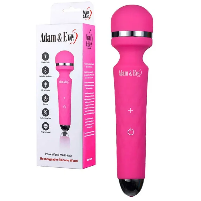 Adam & Eve Peak Wand Massager – Pink 19.1 cm USB Rechargeable Massager Wand