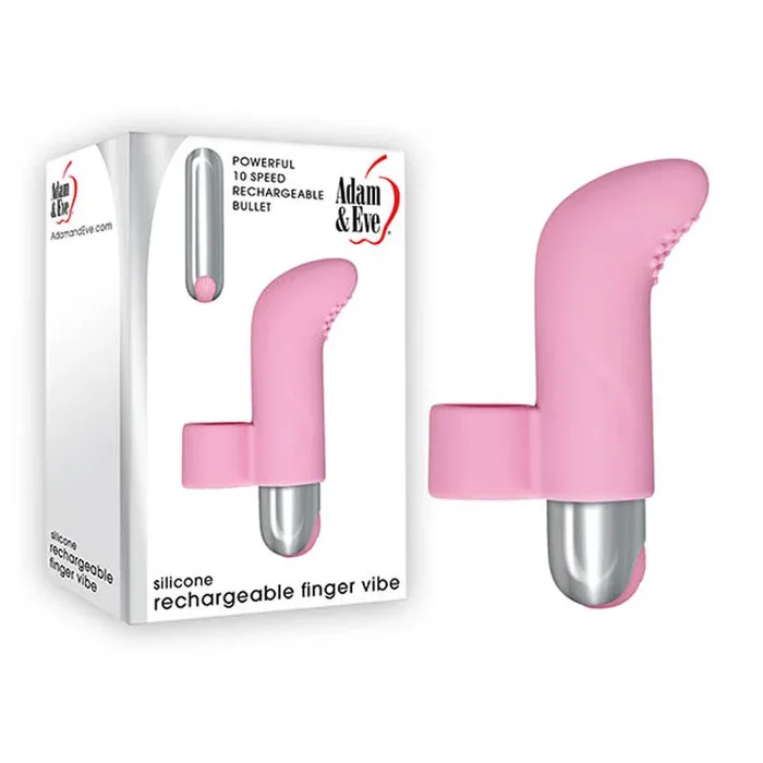 Adam & Eve Silicone Rechargeable Finger Vibe – Pink USB Rechargeable Finger Stimulator