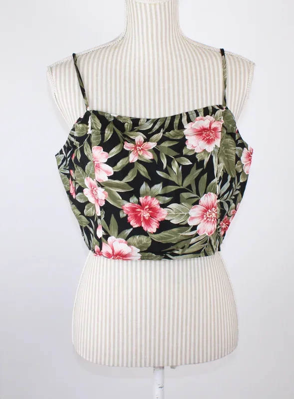 AMERICAN EAGLE TROPICAL CROP TOP LADIES LARGE PRE-LOVED