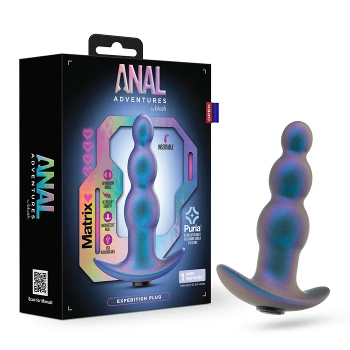 Anal Adventures Matrix By Blush® | Expedition – Vibrating Anal Plug With AnchorTech™ Base -Lunar Blue