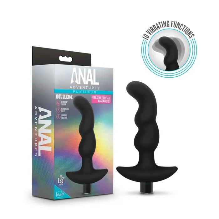 Anal Adventures Platinum By Blush® | Prostate Massager 03  Black 6-Inch Vibrating Rechargeable Anal Plug