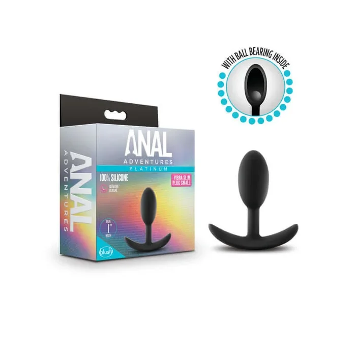 Anal Adventures Platinum Vibra Slim Plug – 8.9 cm Small Butt Plug with Internal Ball