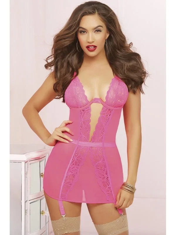 Arm Candy Chemise Set 10678-Hot Pink-S(H)