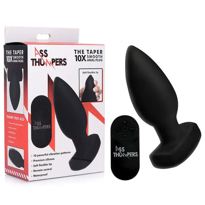 Ass Thumpers The Taper – Black 13 cm USB Rechargeable Vibrating Butt Plug with Wireless Remote