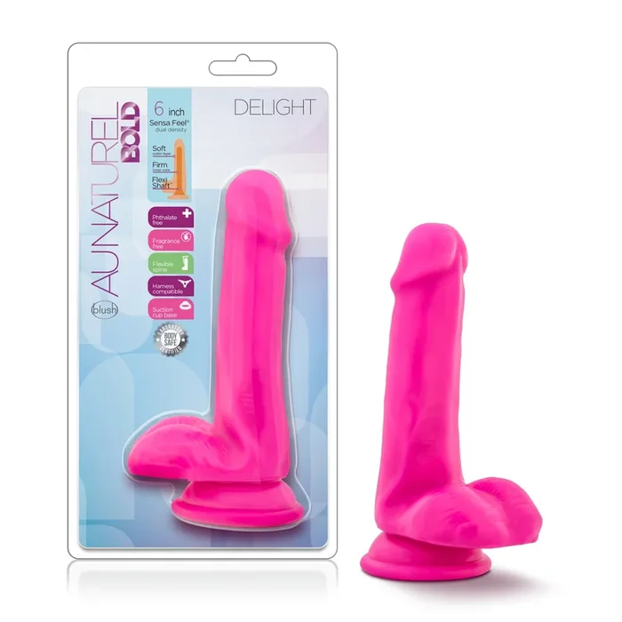 Au Naturel Bold Delight 6in/15cm Dildo, Pink/Purple