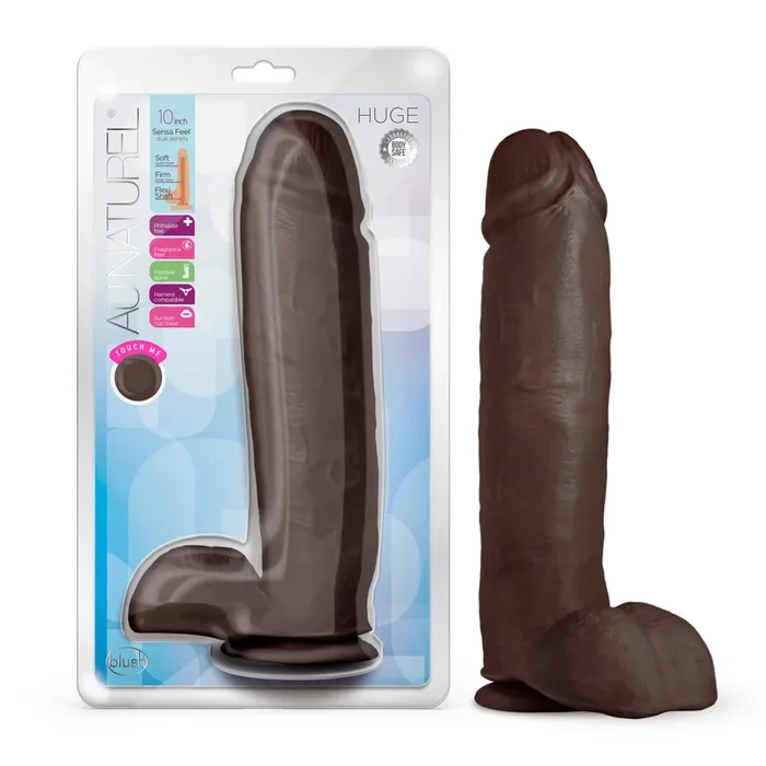Au Naturel By Blush® | Huge Realistic Chocolate 10.5-Inch Long Dildo With Balls & Suction Cup Base