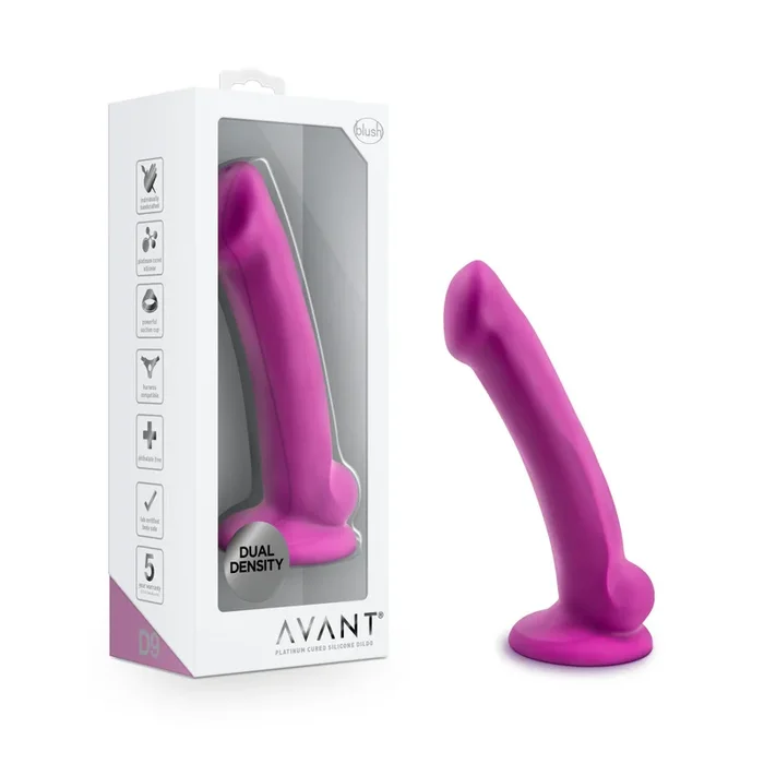 Avant By Blush® | Ergo Mini Violet D9: Artisan 7 Inch Thin Dildo with Suction Cup Base – Elegantly Made with Smooth Ultrasilk® Purio™ Silicone