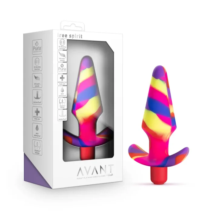 Avant By Blush® | Free Spirit Scarlet: Artisan 5 Inch Vibrating Stayput™ Butt Plug – Elegantly Made with Smooth Ultrasilk® Purio™ Silicone
