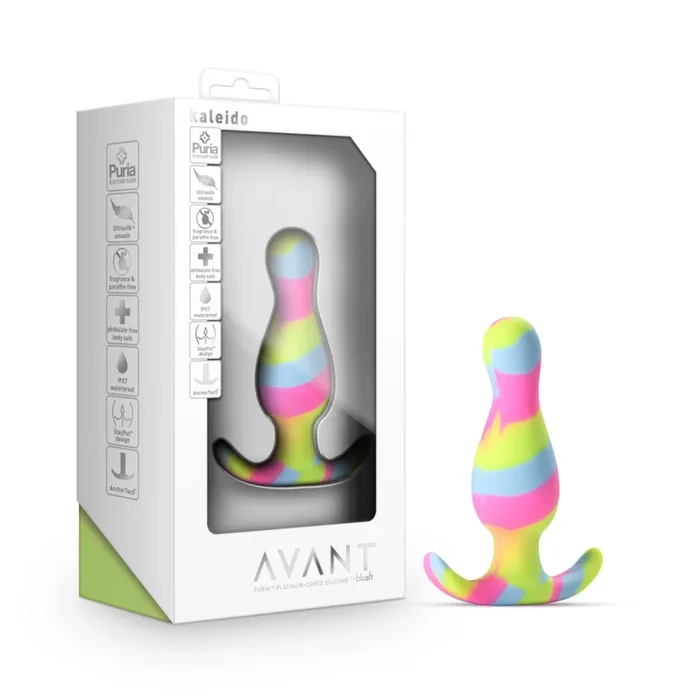 Avant By Blush® | Kaleido Lime: Artisan 3 Inch Tapered Stayput™ Butt Plug with Pleasure Curves – Elegantly Made with Smooth Ultrasilk® Purio™ Silicone