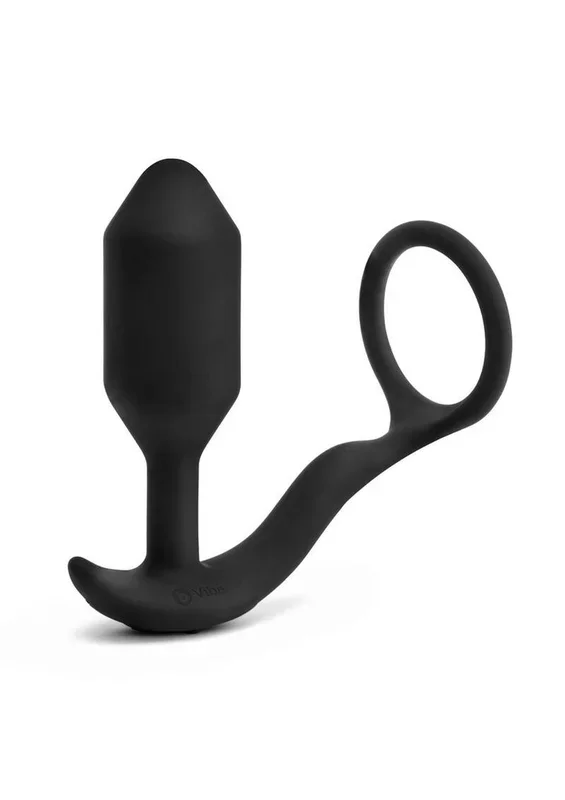 B-Vibe Vibrating Snug and Tug Rechargeable Silicone Cock Ring Andamp; Anal Plug