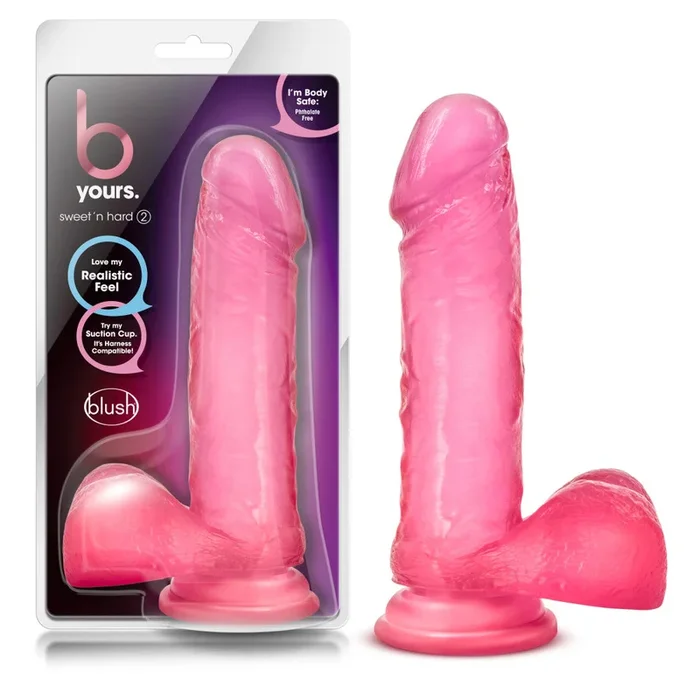 B Yours By Blush® | Sweet N’ Hard 2 Realistic Pink 8-Inch Long Dildo With Balls & Suction Cup Base