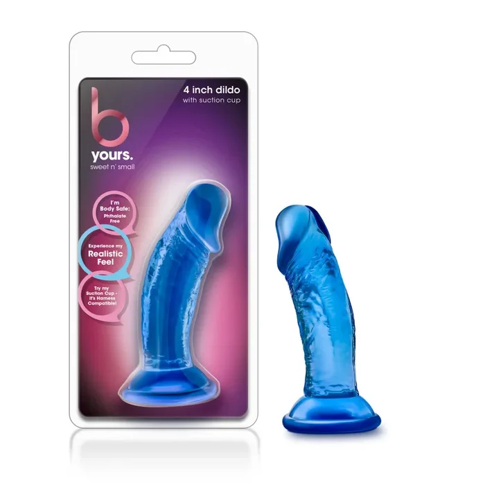 B Yours By Blush® | Sweet N’ Small 6 Realistic Blue 4.5-Inch Long Dildo With Suction Cup Base