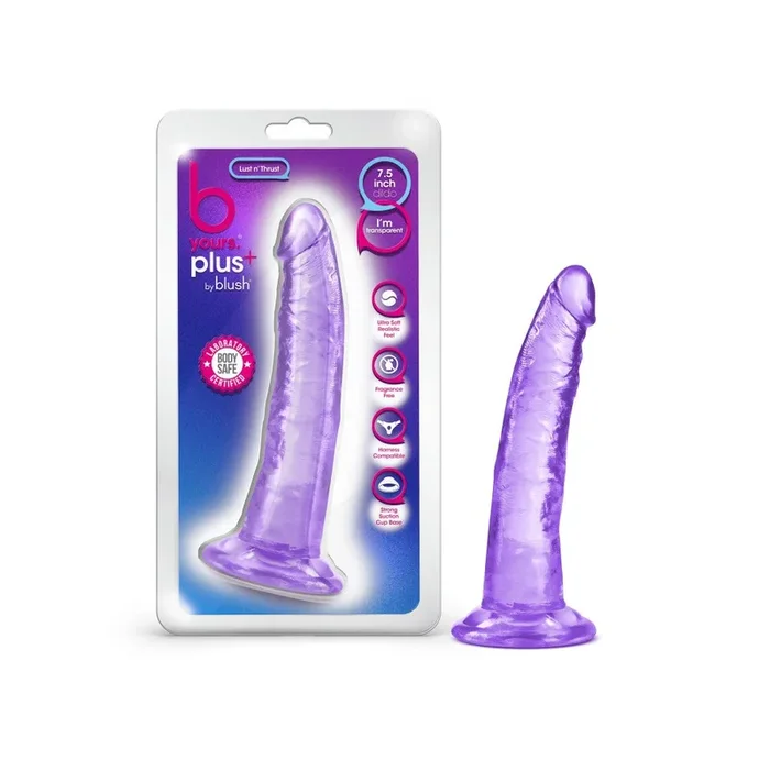 B Yours Plus By Blush® | Lust N’ Thrust Realistic G-Spot Purple 7.5-Inch Long Dildo With Suction Cup Base