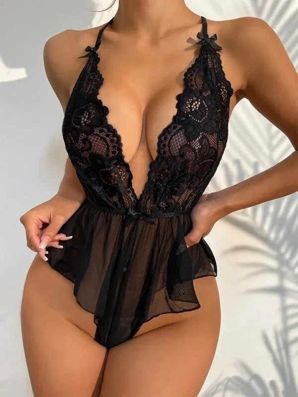 Baci 性感深 V 蕾丝连体衣 – S/M/L/XL