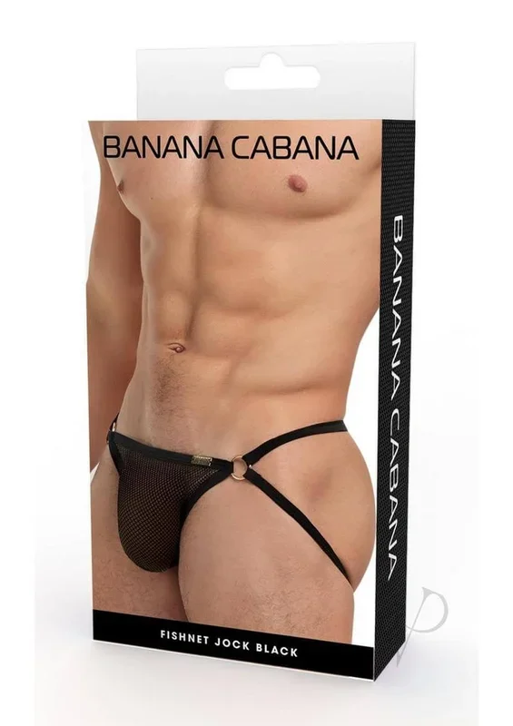 Banana Cabana Fishnet Jock Mesh Black Large XLarge