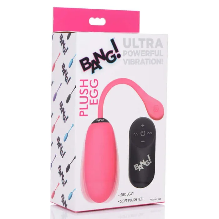 Bang! 28X Plush Egg & Remote – Pink USB Rechargeable Egg with Wireless Remote
