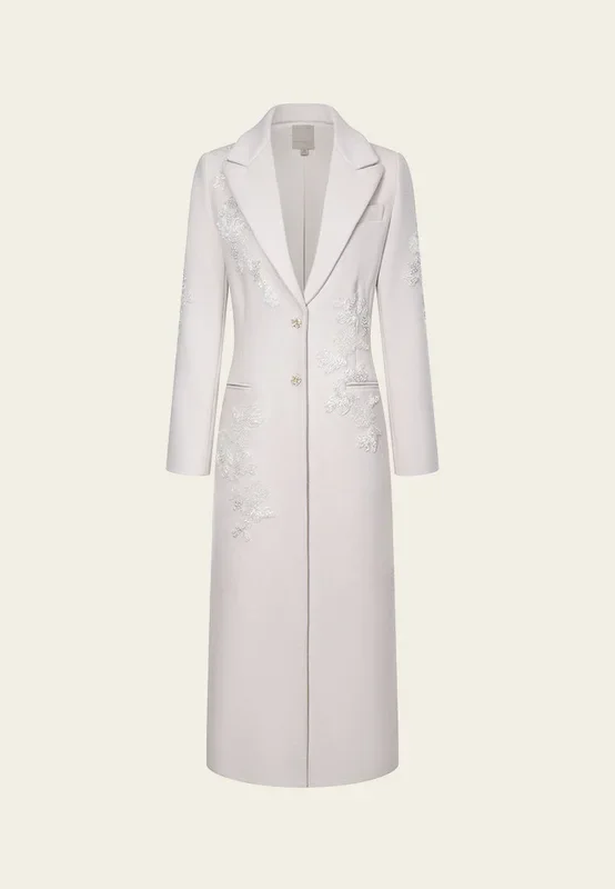 Bead-detail Maxi-length Wool Coat