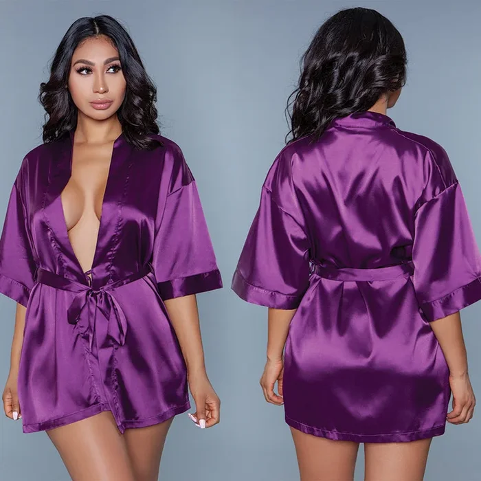 BeWicked Satin Robe-Purple 2X