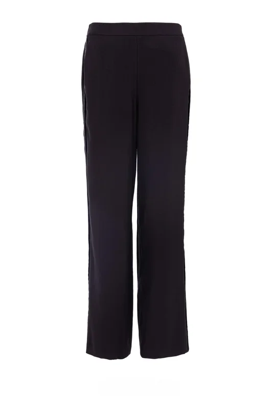 Black straight-leg trousers