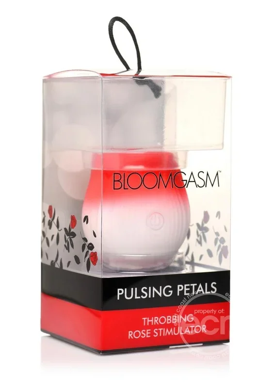 Bloomgasm Pulsing Petals Throbbing Silicone Rechargeable Rose Stimulator – Red