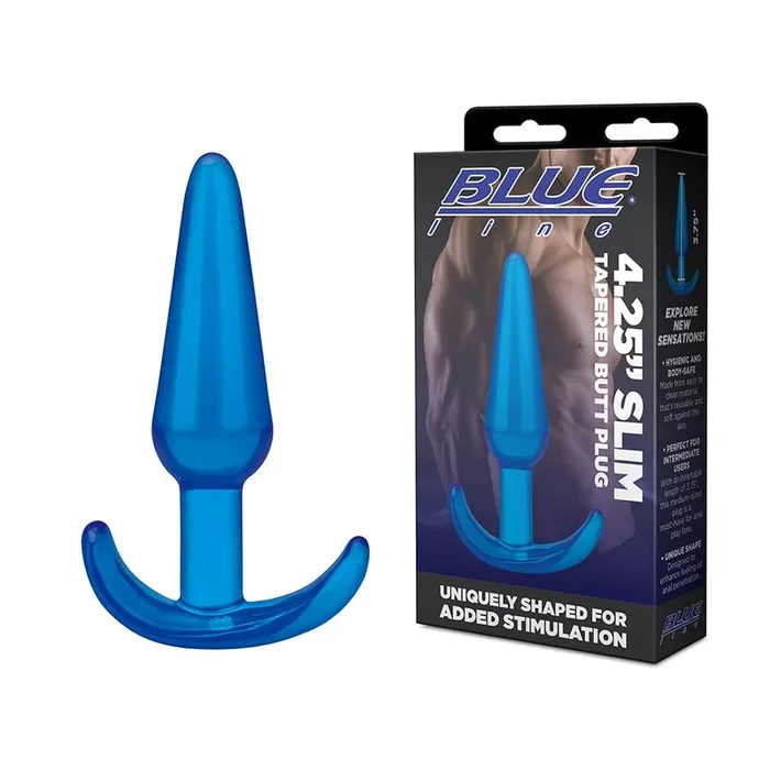 Blue Line C & B 4.25′ Slim Tapered Butt Plug – Jelly Blue