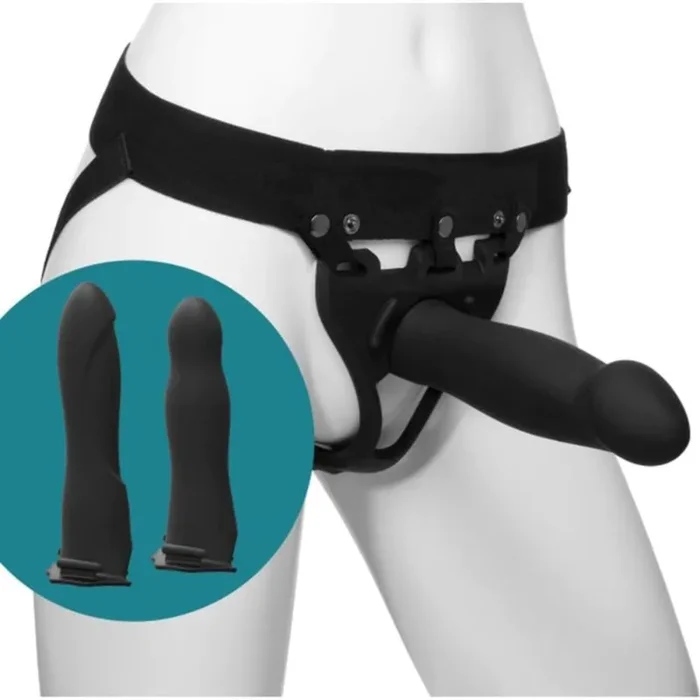 Body Extensions Be Ready Silicone Strap-On Harness with 3 Hollow Dildos (4 piece set)