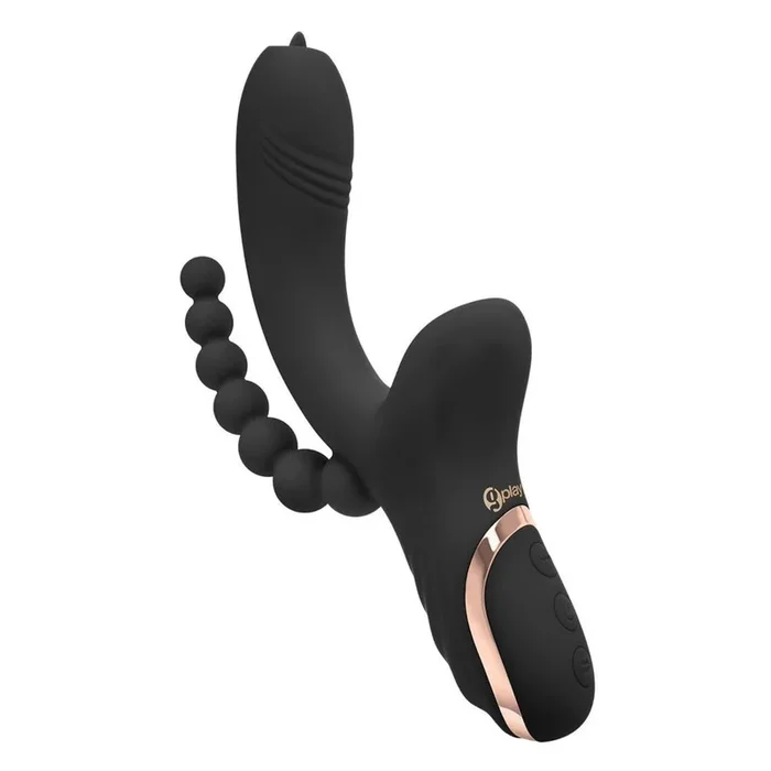 Bodywand G-Play Triple Stim G-Spot And Clitoral Suction Vibrator With Anal Beads Black