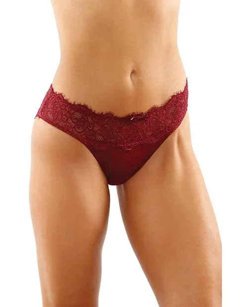 Bottoms Up Ivy Eyelash Lace Panty With criss Cross Back & Bow Trims