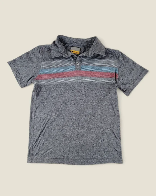 BURNSIDE GREY STRIPED GOLF SHIRT YOUTH LARGE PRE-LOVED