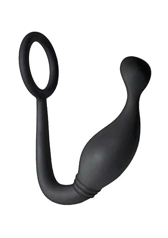 Butts Up P-Spot Pleasure Silicone Anal Plug and Cock Ring – Black