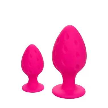 CalExotics Cheeky Dimpled Probe 2-piece Silicone Butt Plug Set Pink
