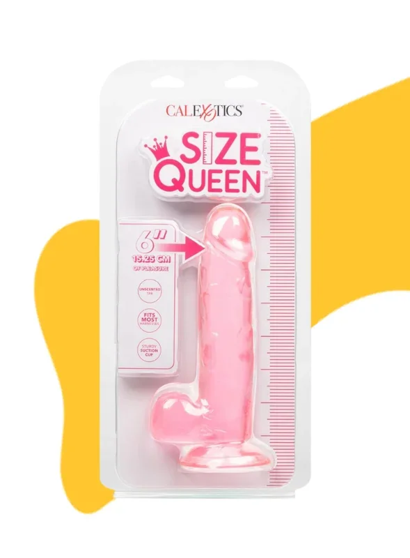 Calexotics SIZE QUEEN Flexible Dildo with Suction Cup and Balls Pink