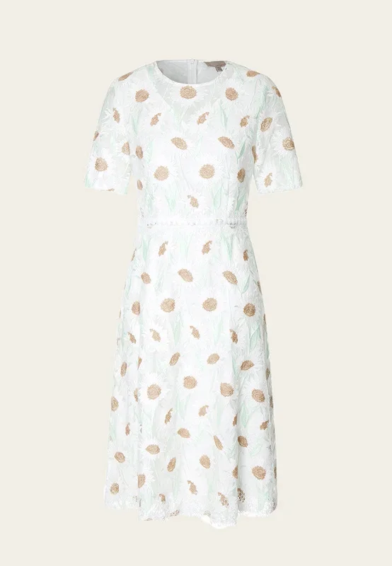 Chamomile Lace-detailing Short Sleeve Dress