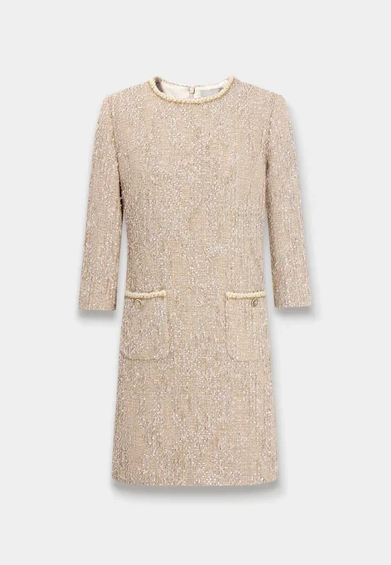 Champagne Bijou Tweed Dress
