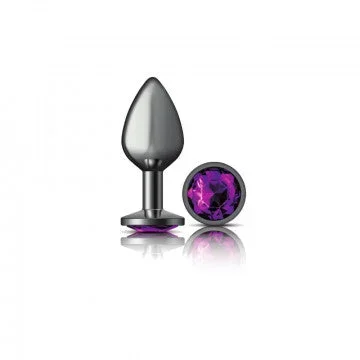Cheeky Charms – Gunmetal Metal Butt Plug – Round – Deep Purple – Medium