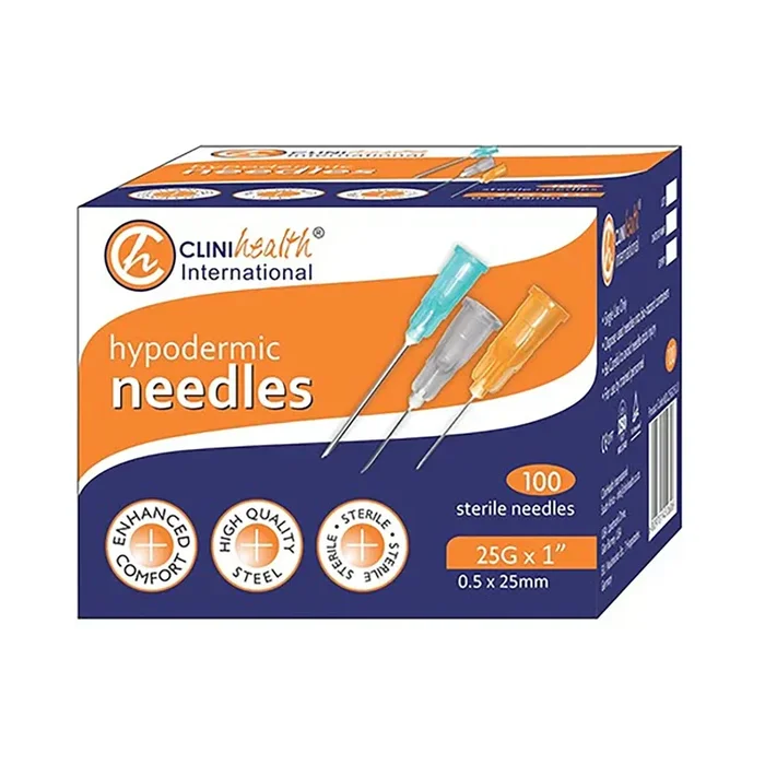 Clinihealth Needle 25g x 25mm Orange 100 Pack