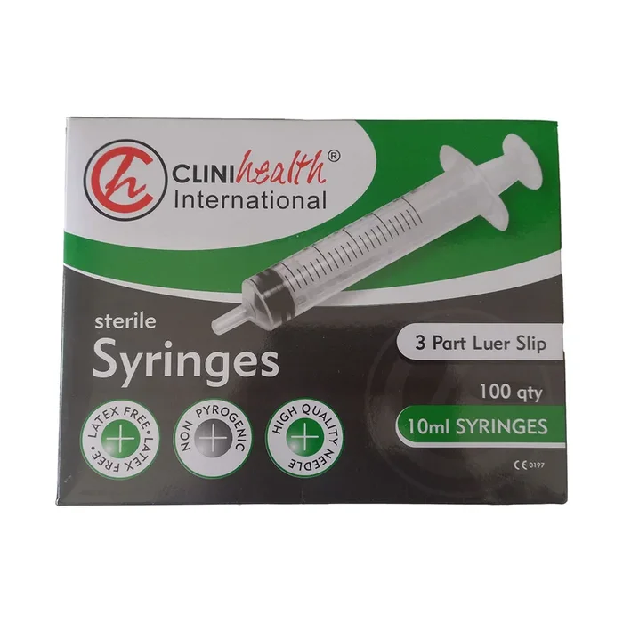 Clinihealth Syringes 10ml 3 Part Luer Slip 100 Pack
