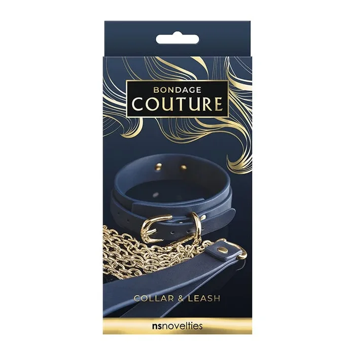 Collar y correa Bondage Couture de NS Novelties, color azul