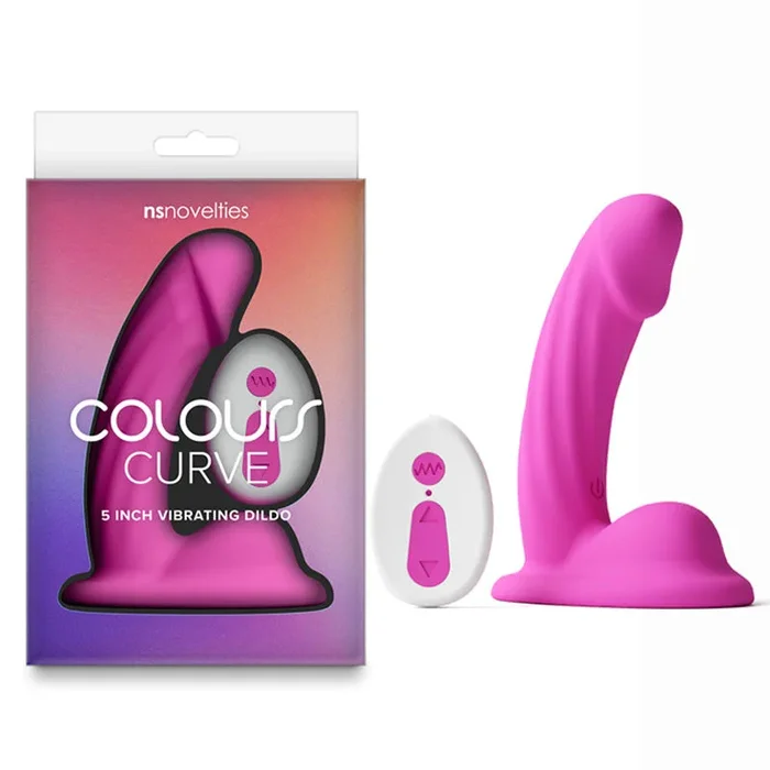 Colours Curve – Vibrating 5” Dildo – Pink – Pink 12.6 cm USB Rechargeable Vibrating Dildo with Wireless Remote