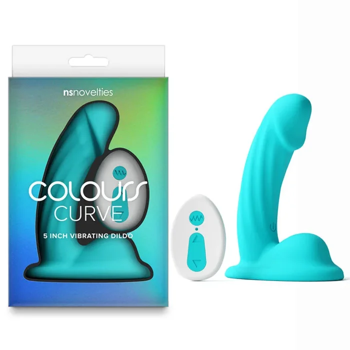 Colours Curve – Vibrating 5” Dildo – Teal – Teal 12.6 cm USB Rechargeable Vibrating Dildo with Wireless Remote